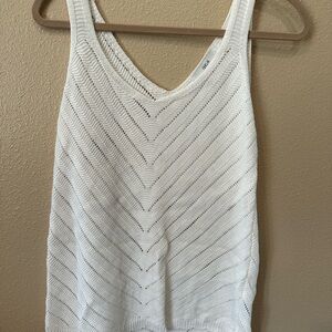 White Ribbed Tank Top with Wide Straps